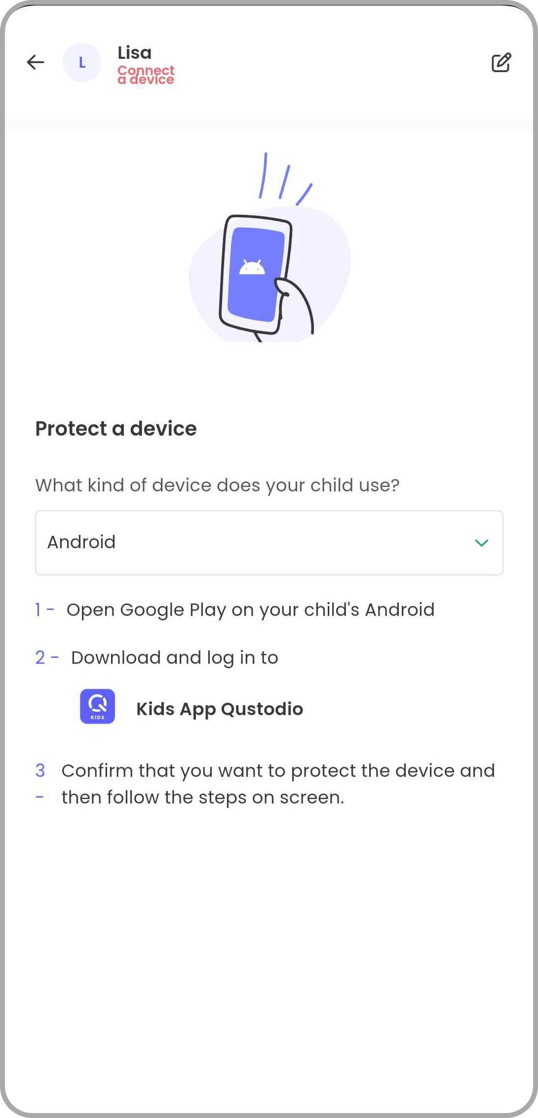 setting up kid's device